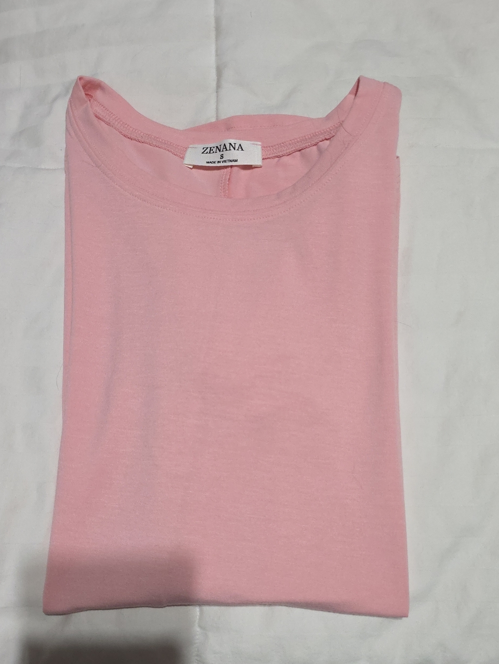 Zenana Outfitters Short Sleeve Crew Neck Top - Light Pink